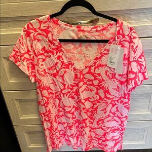 Lilly Pulitzer Pink and White Short Sleeve Tee